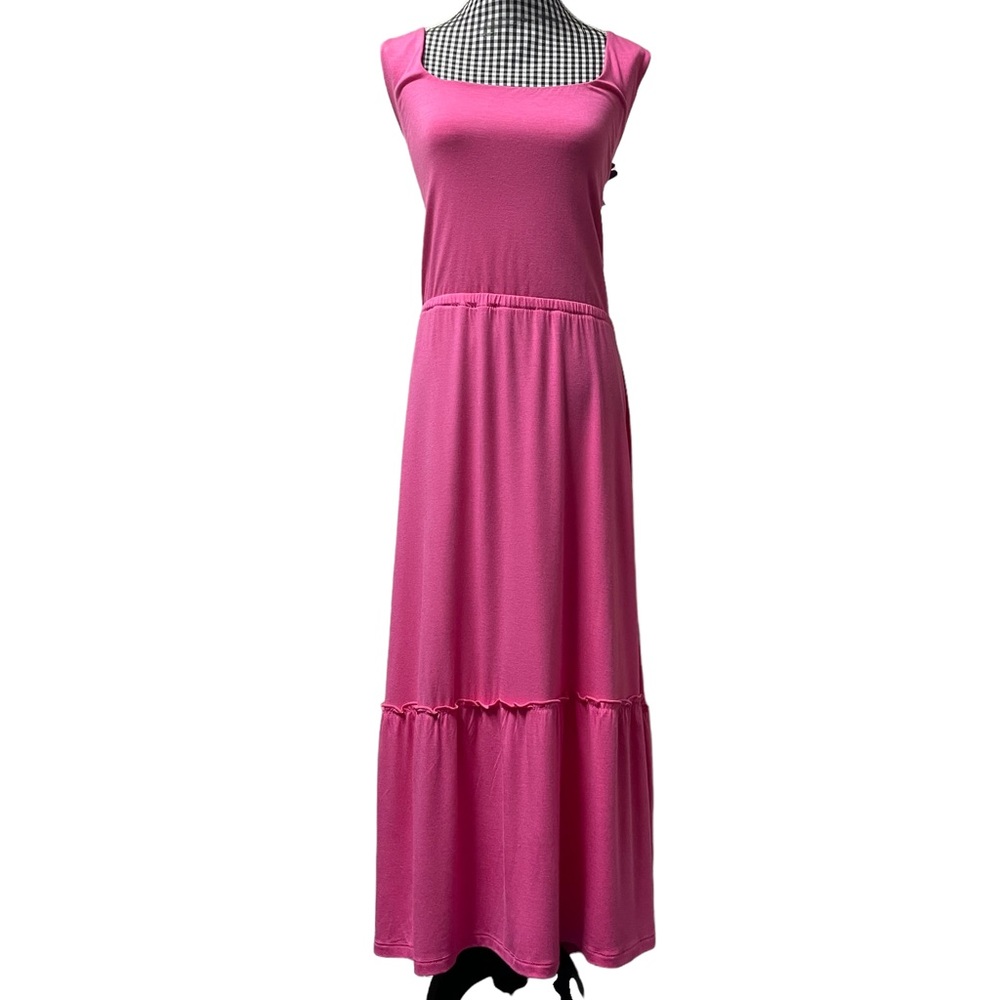 Jason Wu Designer Pink Midi Dress Shirred Ruffle Barbiecore Barbie Dress LP EUC